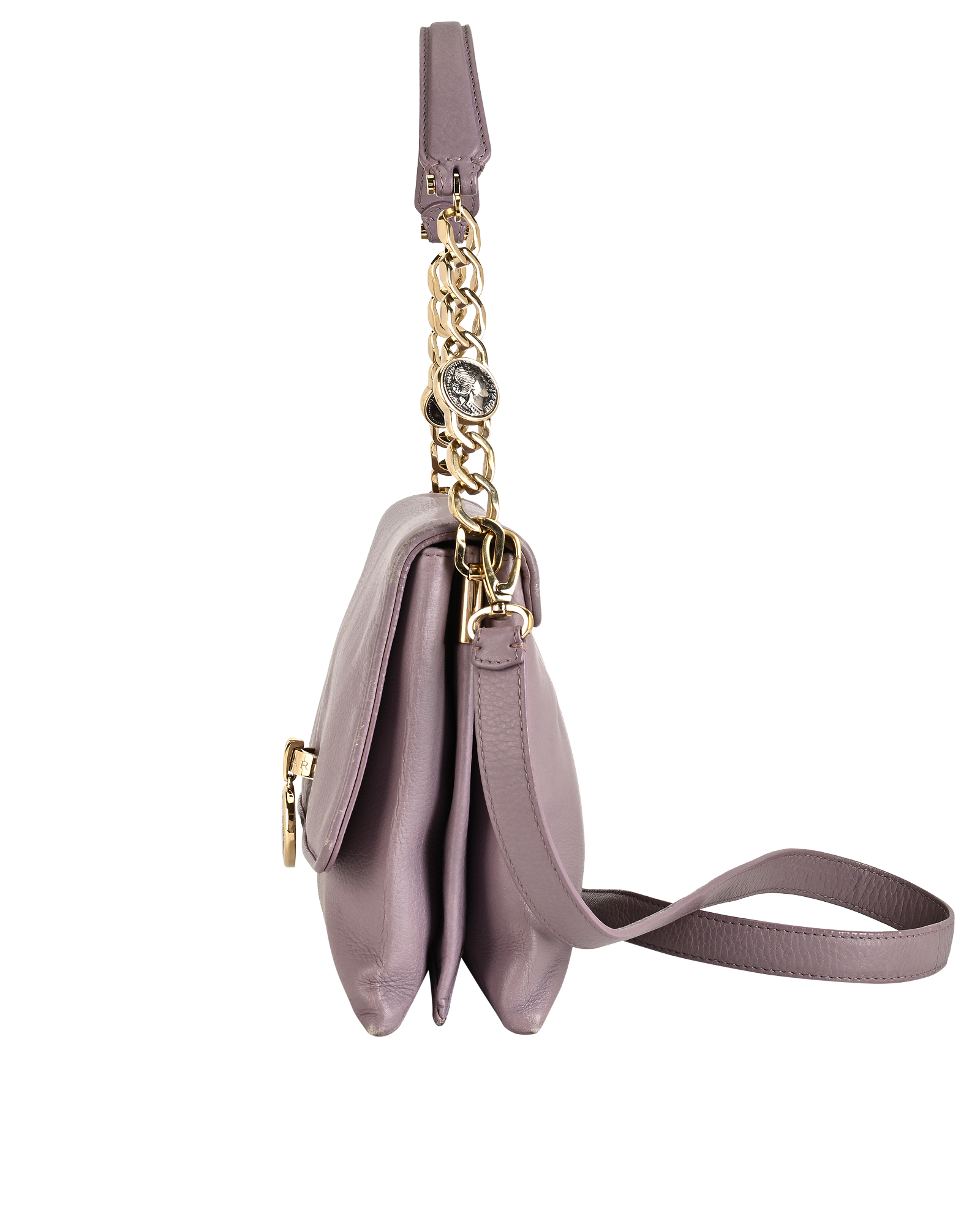Monette Flap Top Handle, &pound;375, Handbags, Purple, Leather, Bottom view